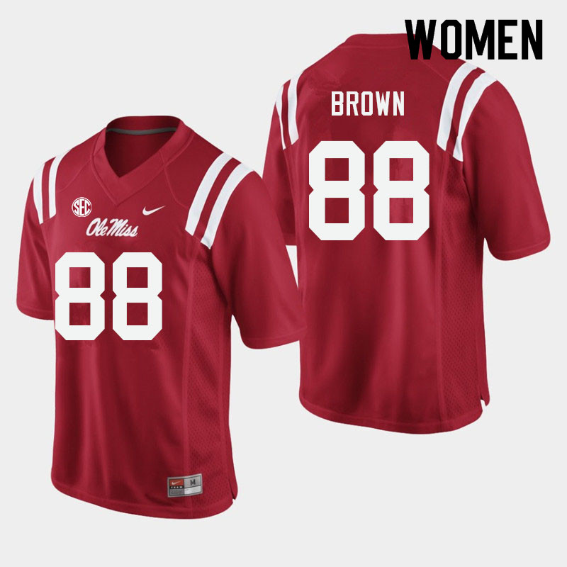 Bralon Brown Ole Miss Rebels NCAA Women's Red #88 Stitched Limited College Football Jersey CUS2358DK